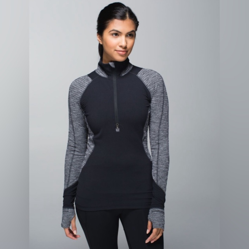 Lululemon Race Your Pace 1/2 Zip in Black / Coco Pique Black